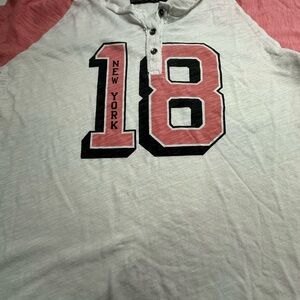 Abercrombie & Fitch Pink and White Long Sleeve Tee